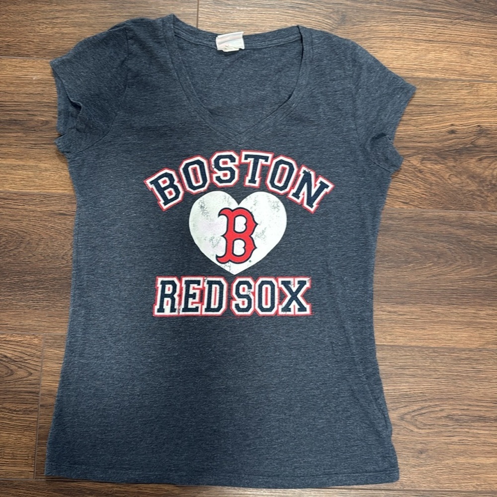 Vintage Small Boston Red Sox Baseball Fitted T Shirt Sparkle Lettering Heart - Picture 2 of 8